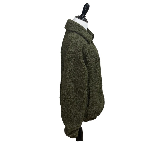 Urban Outfitters Women's S Small Full Zip Sherpa Jacket Green Teddy Shearling - Picture 5 of 10